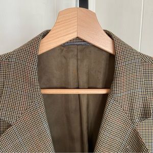 Canali Brown Houndstooth Super 120s Wool Sport Coat Blazer Jacket Men 44L *NOTE